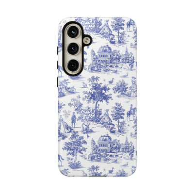 Premium Tough Blue French Toile Gift for Her Cute Phone Cases for Samsung and Iphone, 16, 15, 14, S24, S23, S22, S21, S20, Plus, Ultra, Pro