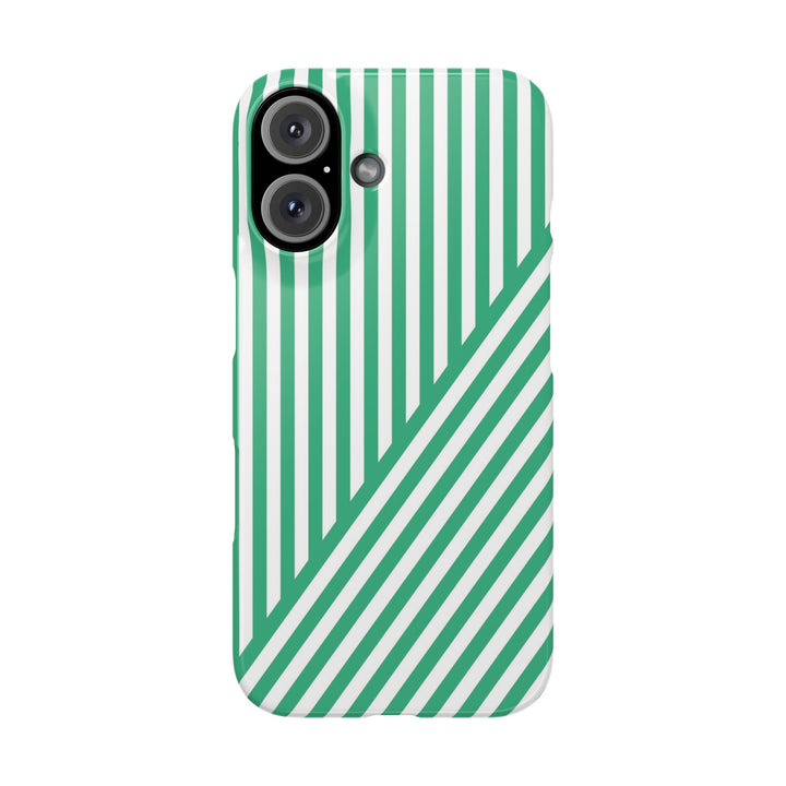 Aesthetic Emerald Stripes Cute Phone Case Sleek Snap - For iPhone 17 Pro Max iPhone 16 Pro iPhone 15 Iphone 14 Plus 13 Pro 12 11 10 Gift