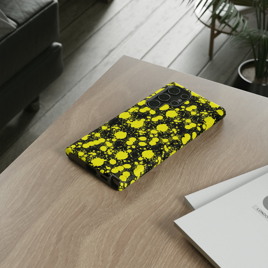 Cute Samsung Phone Case | Aesthetic Samsung Phone Case | Paint Splash Yellow Black | Galaxy S23, S22, S21, S20 | Luxury Double Layer | Cool - Studio40ParkLane