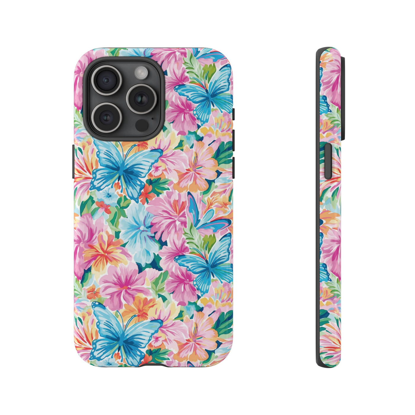 Premium Tough Butterflies Flowers Cute Phone Cases for Samsung S24, S23, S22, S21, S20, Plus and Ultra, Iphone 16 Pro Max,15, 14, 13, 12, 11, 10