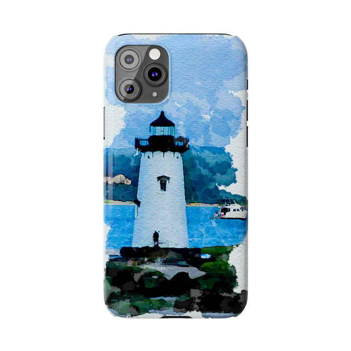 Slim Cute Phone Cases for Iphone - | iPhone 15 Case | iPhone 15 Pro Max Case, Iphone 14 Case, Iphone 14 Pro Max, Iphone 13, Beach Lighthouse Blue - Studio40ParkLane