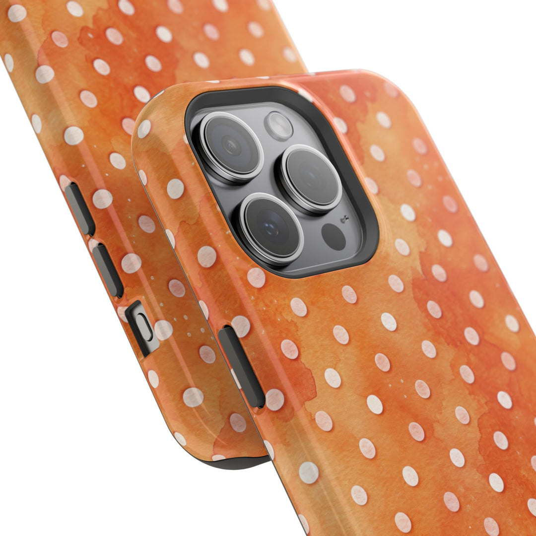 Aesthetic Tough Magsafe Orange Polka Dots Phone Case - For iPhone 17 Pro Max iPhone 16 Pro iPhone 15 Iphone 14 Plus 13 Pro 12 11 10 XR - Studio40ParkLane
