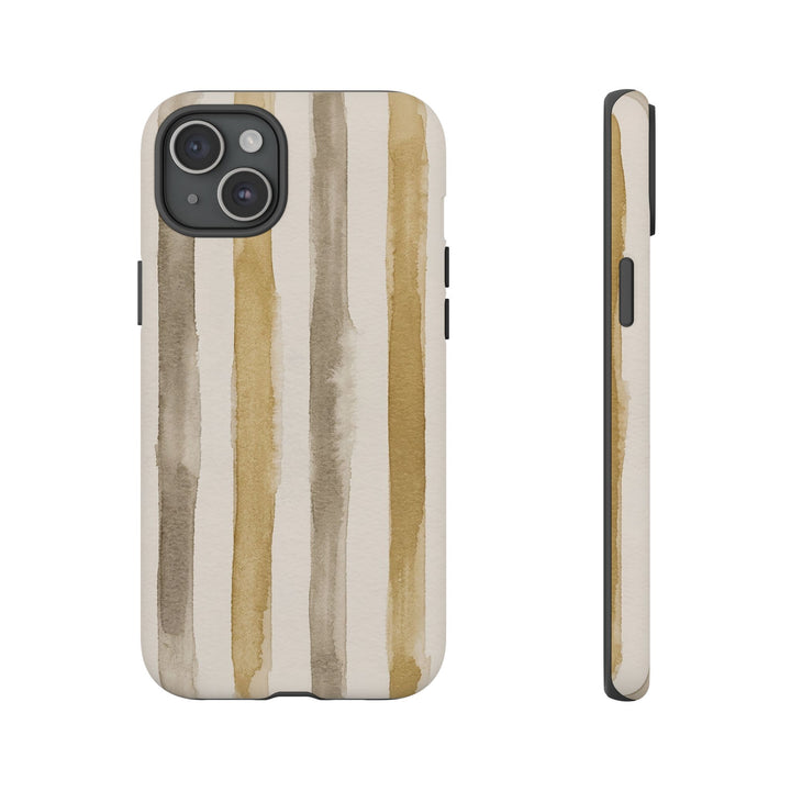 Tough Cute Brown Beige Stripes Phone Case, for IPhone 17 Pro Max | Iphone 17 Air, Iphone 16, IPhone 15, 14 13 12, Samsung Galaxy S26, S25, S24, S23 - Studio40ParkLane