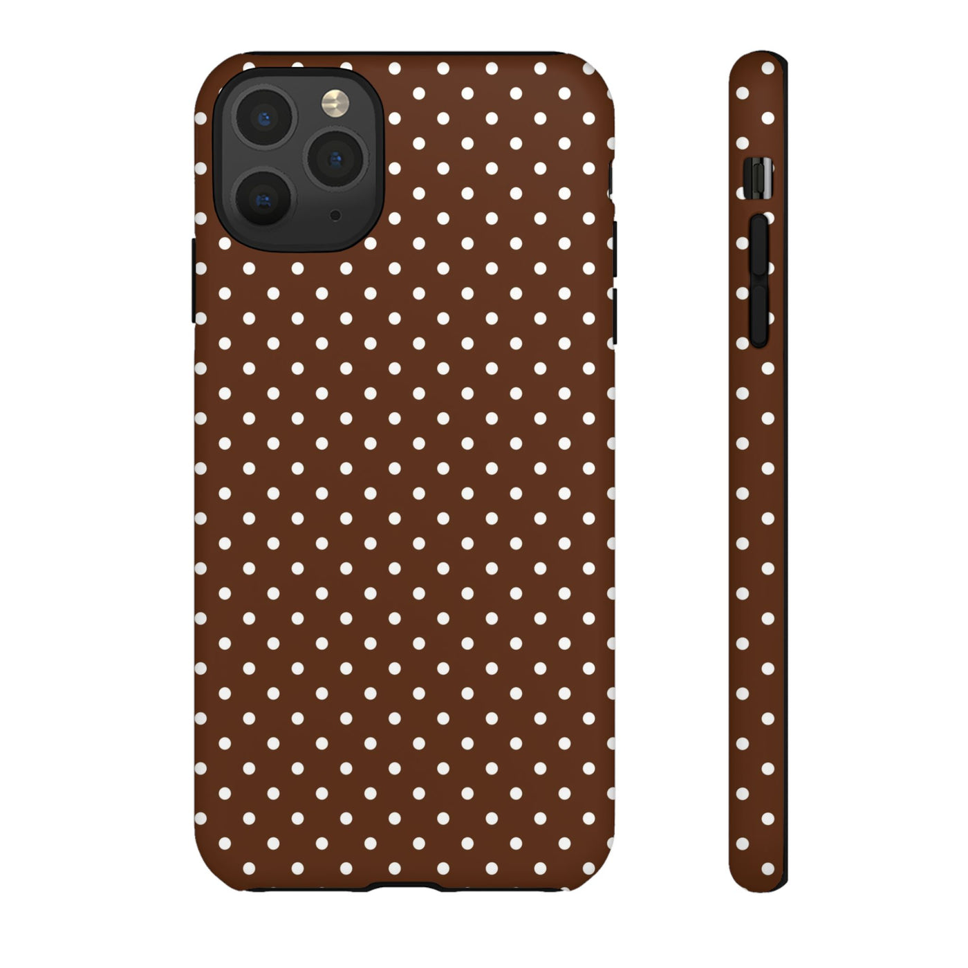 Aesthetic Tough Mocha Brown Polka Dots Premium Phone Case - For iPhone 17 Pro Max iPhone 16 Pro iPhone 15 Iphone 14 Plus 13 Pro 12 11 10 - Studio40ParkLane