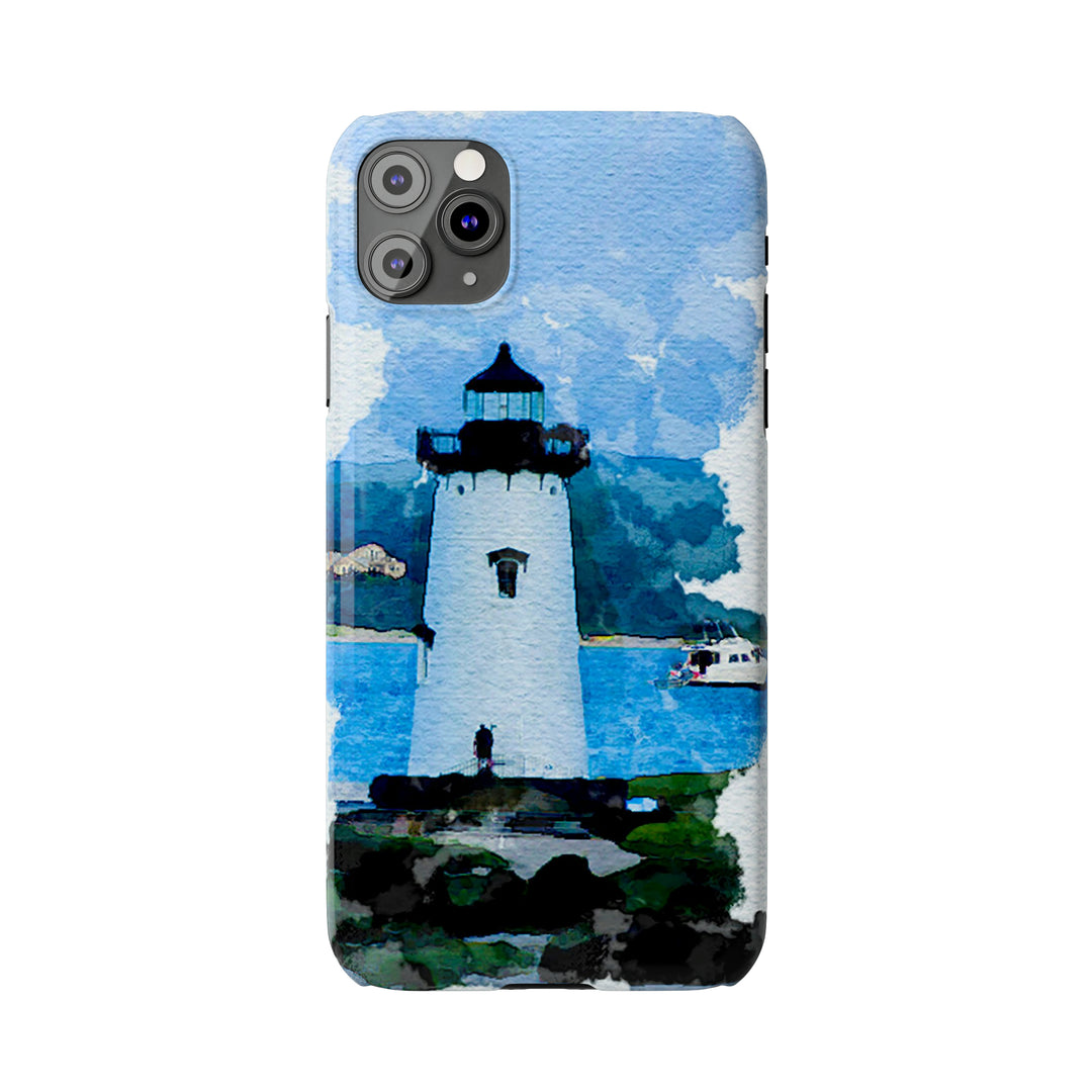 Slim Cute Phone Cases for Iphone - | iPhone 15 Case | iPhone 15 Pro Max Case, Iphone 14 Case, Iphone 14 Pro Max, Iphone 13, Beach Lighthouse Blue - Studio40ParkLane