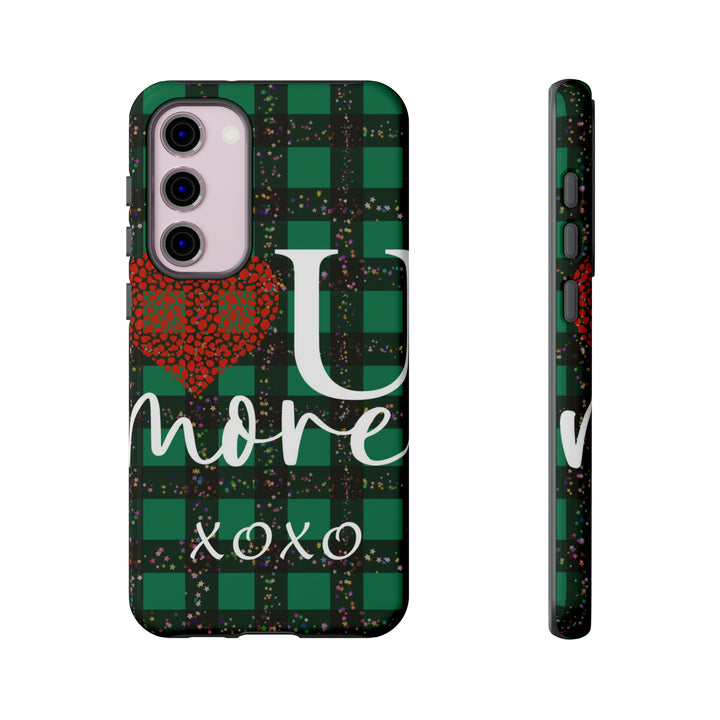 Cute Samsung Phone Cases, Designer Samsung Galaxy S23 Phone Case, Samsung S22 Case, Samsung S21 Case, Samsung S20 Case, Green Plaid Love You - Studio40ParkLane