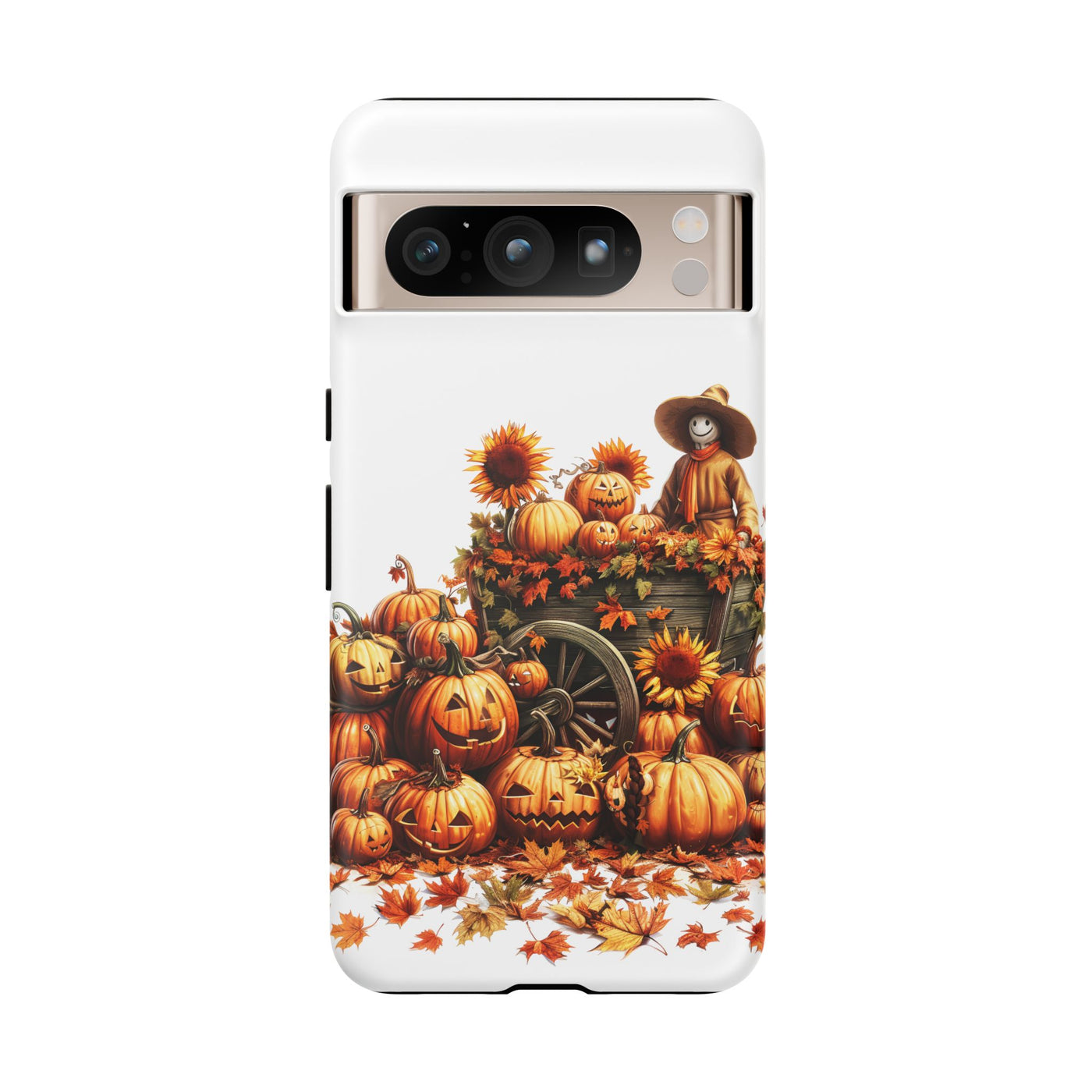 Impact Resistant, Fall Leaves Scarecrow, Cute Phone Cases for Samsung S24, S23, S22, S21, IPhone 15 pro Iphone 14 pro Iphone 13 IPhone 12 Iphone 11