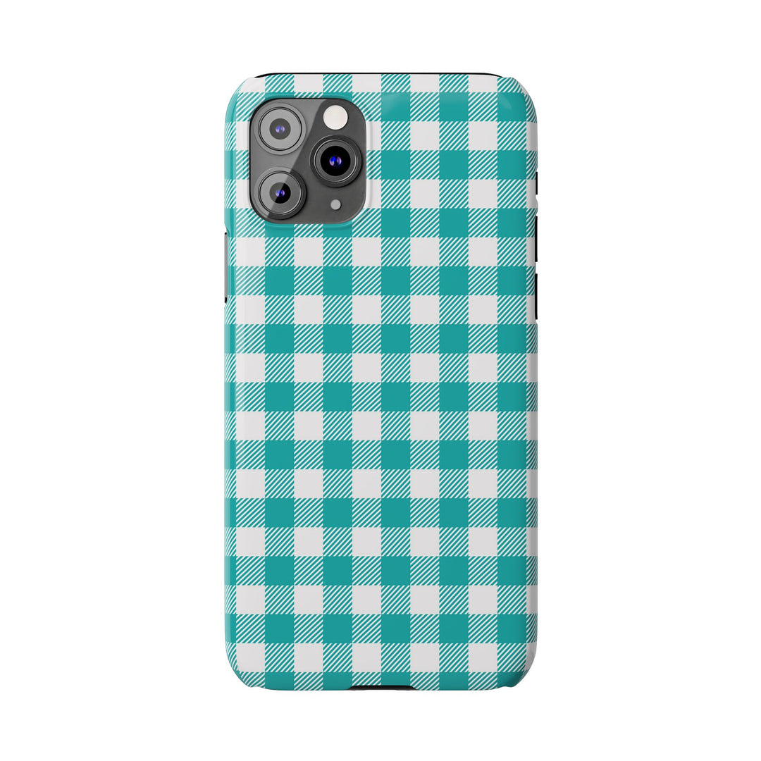 Slim Turquoise Gingham Gift for Her Cute Phone Cases for Iphone 16 Pro Max | iPhone 15 Case | iPhone 15 Pro Max Case, Iphone 14, 13, 12, 11, 10, 8, 7 - Studio40ParkLane