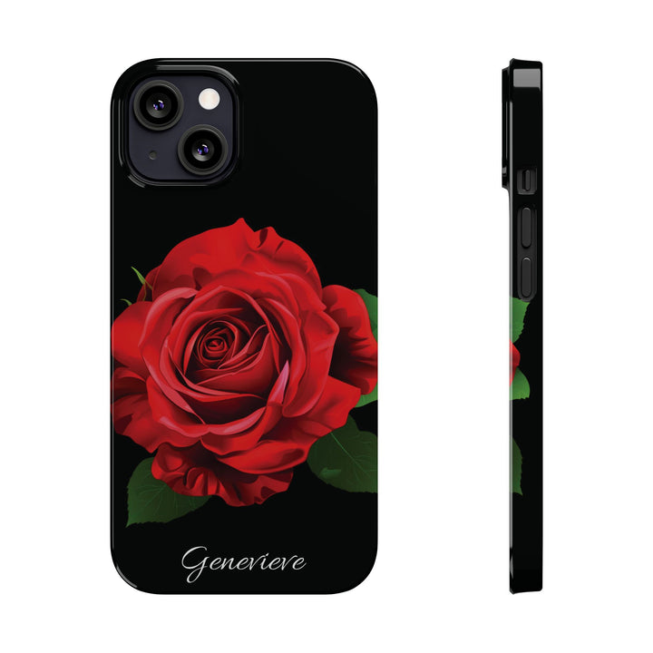 Slim Custom Personalized Red Rose Flowers Gift for Her Cute Phone Cases for Iphone 16 Pro Max | iPhone 15 Case | iPhone 15 Pro Max Case, Iphone 14, Iphone 14 Pro Max, Iphone 13 12 11 8 7 - Studio40ParkLane
