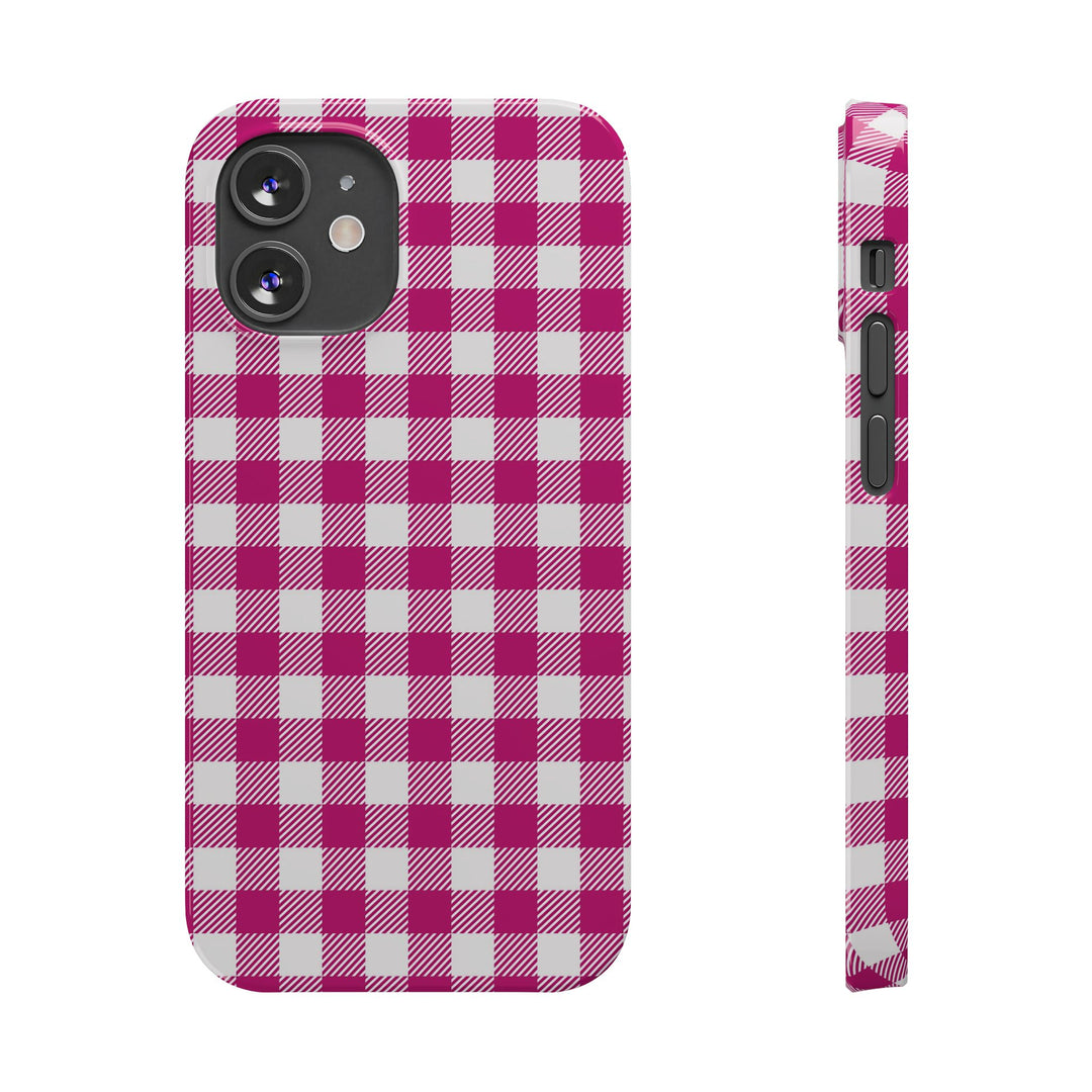 Slim Pink Gingham Gift for Her Cute Phone Cases for Iphone 16 Pro Max | iPhone 15 Case | iPhone 15 Pro Max Case, Iphone 14, 13, 12, 11, 10, 8, 7 - Studio40ParkLane