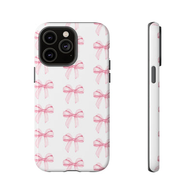 Pink Bows Cute Phone Case, for IPhone 16 Pro Max | Iphone 15, Iphone 14, IPhone 13 Case, 11 8 7, Samsung Galaxy S24, S23, S22, S21, 2 Layer Protection