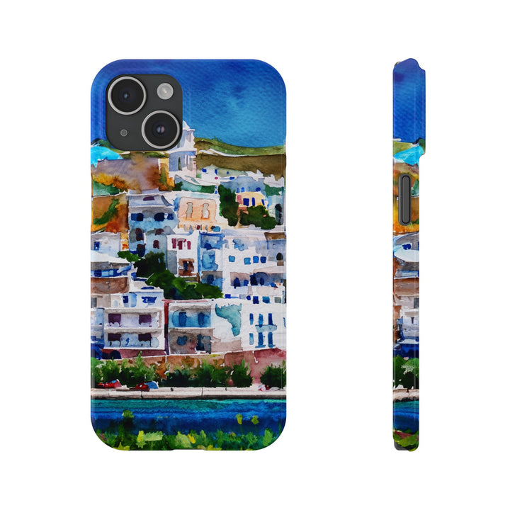 Slim Cute Phone Cases for Iphone | iPhone 15 Case | iPhone 15 Pro Max Case, Iphone 14, Iphone 14 Pro Max, Iphone 13, Colorful Greek House Watercolor - Studio40ParkLane