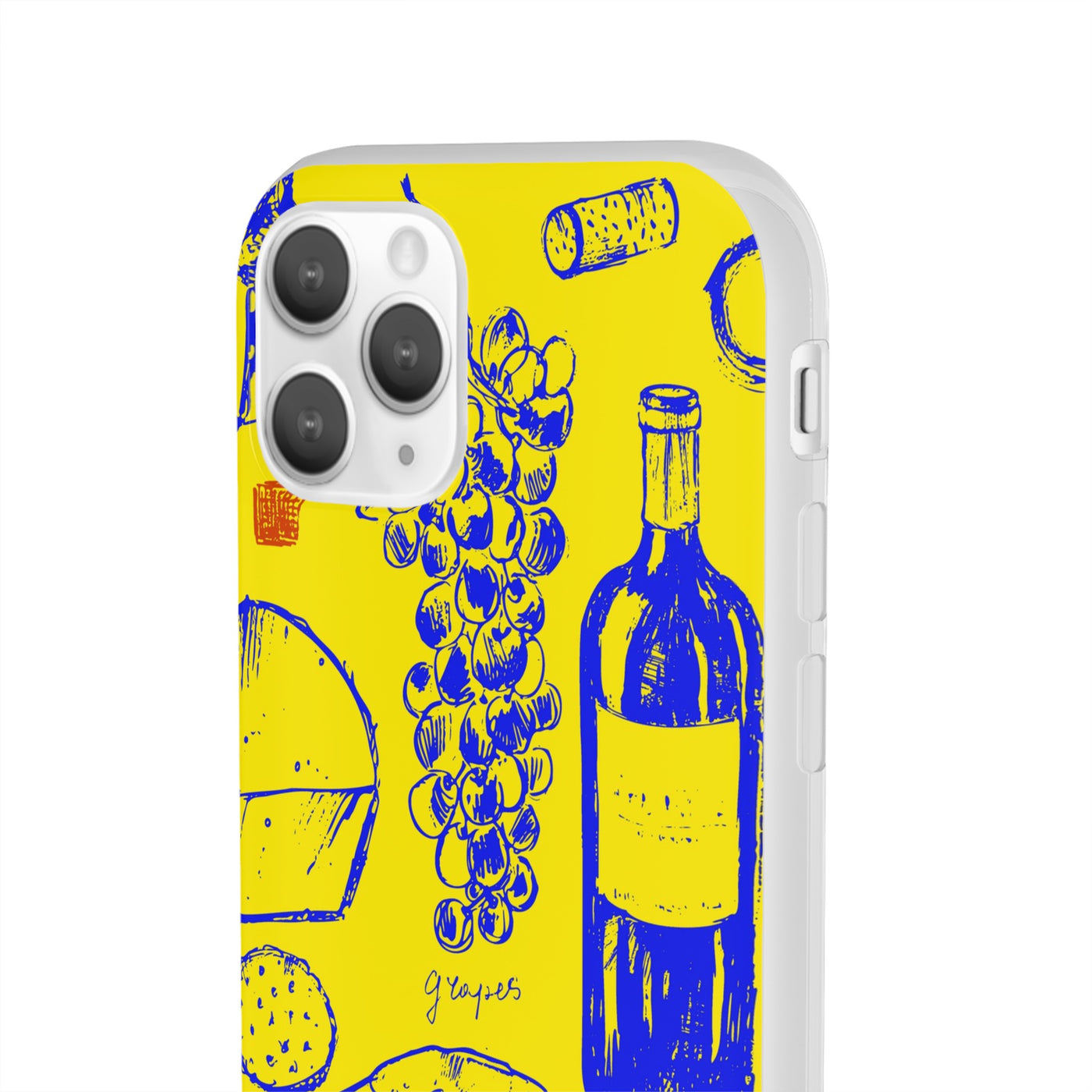 Cute Flexi Phone Cases, French Food Wine Yellow Blue, Compatible with Samsung Galaxy S23, Samsung S22, Samsung S21, Samsung S20, Galaxy S20 Ultra