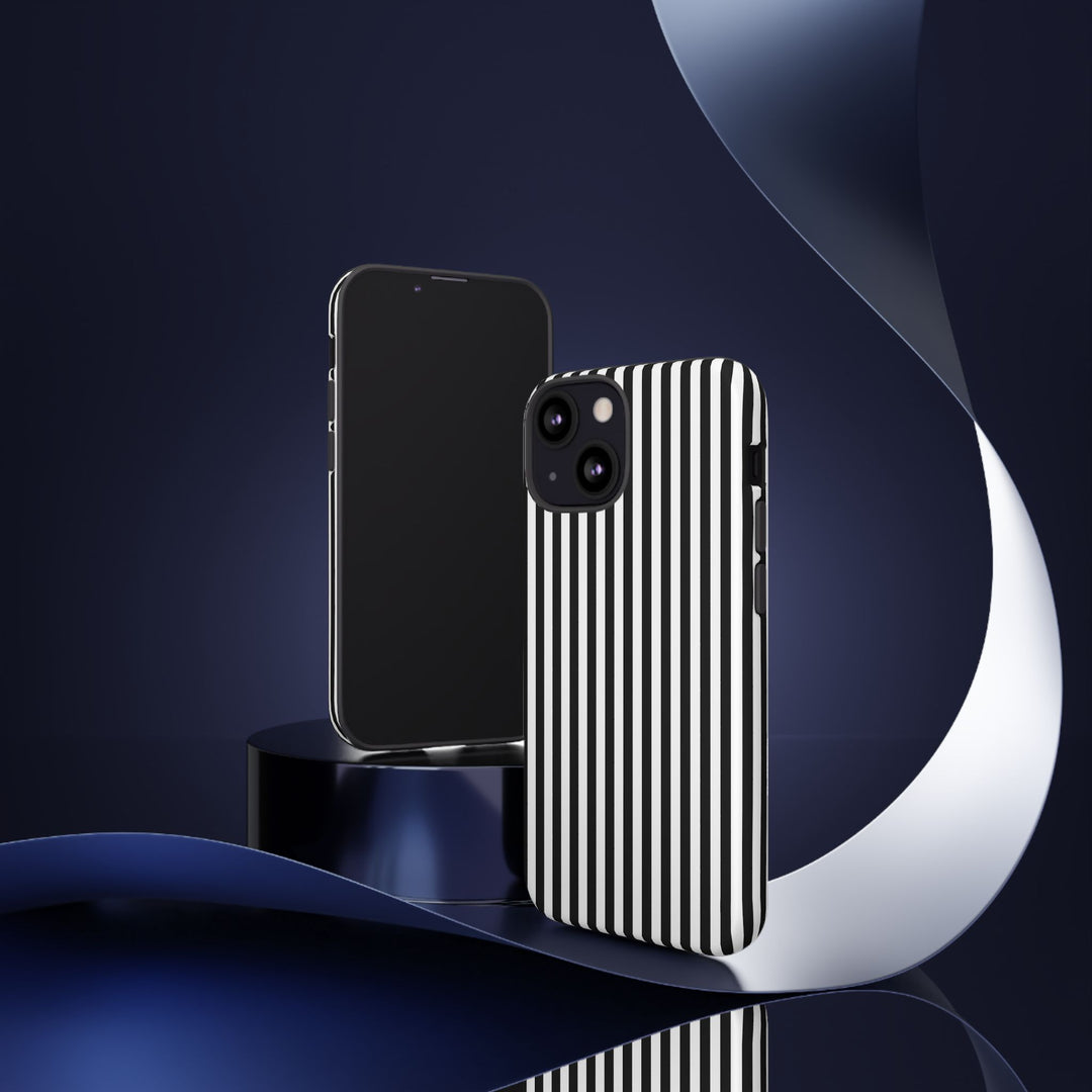 Tough Premium Black White Stripes Phone Case Gift for Her - For Apple iPhone 16 Pro Max 16e iPhone 15 Pro iPhone Iphone 14 Plus 13 Pro 12 SE XR - Studio40ParkLane