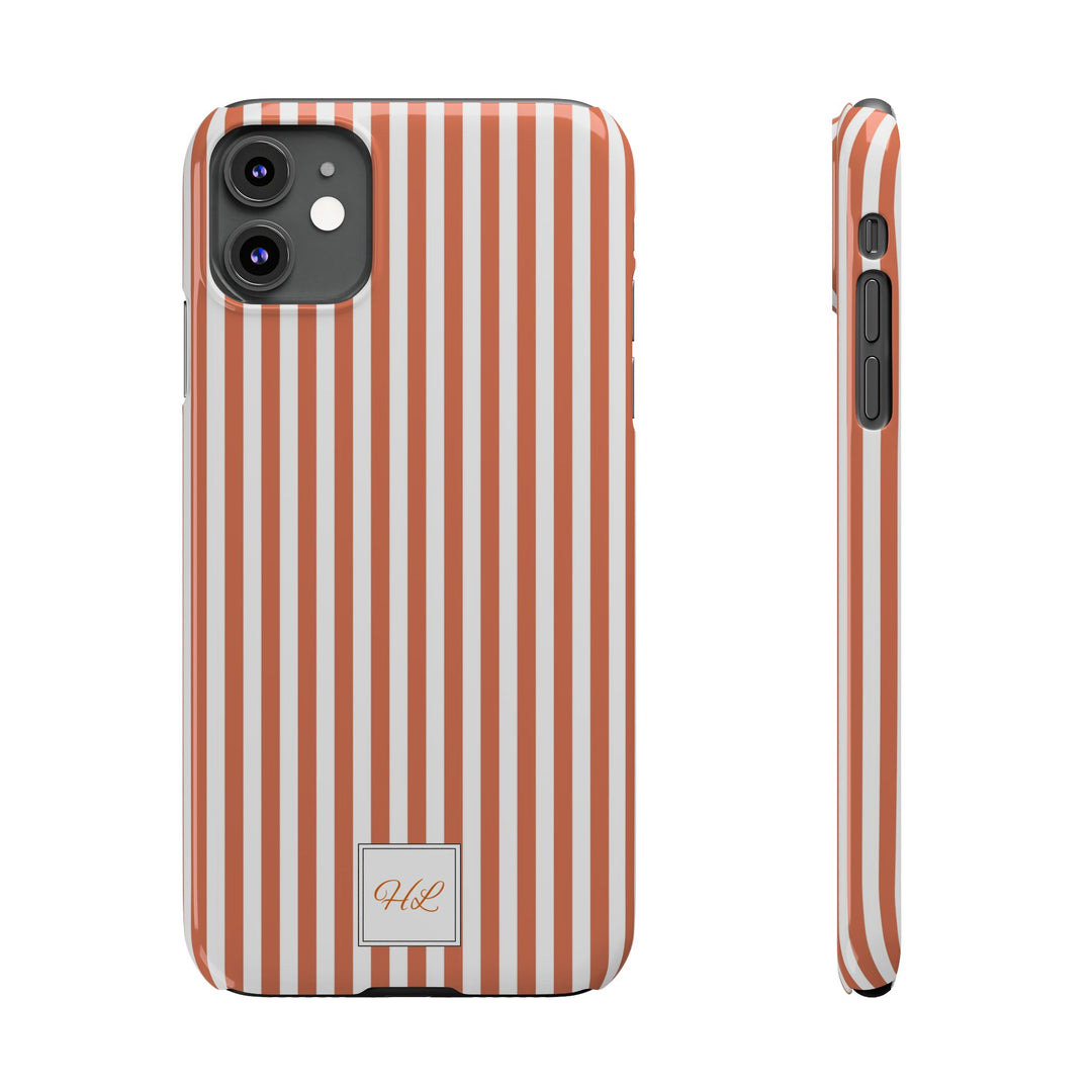 Slim Custom Personalized Winter Peach Striped Phone Case for Iphone 17 - | iPhone 16 Pro Max Case | iPhone 15 Case Iphone 14 13 12 11 10 9 8 - Studio40ParkLane
