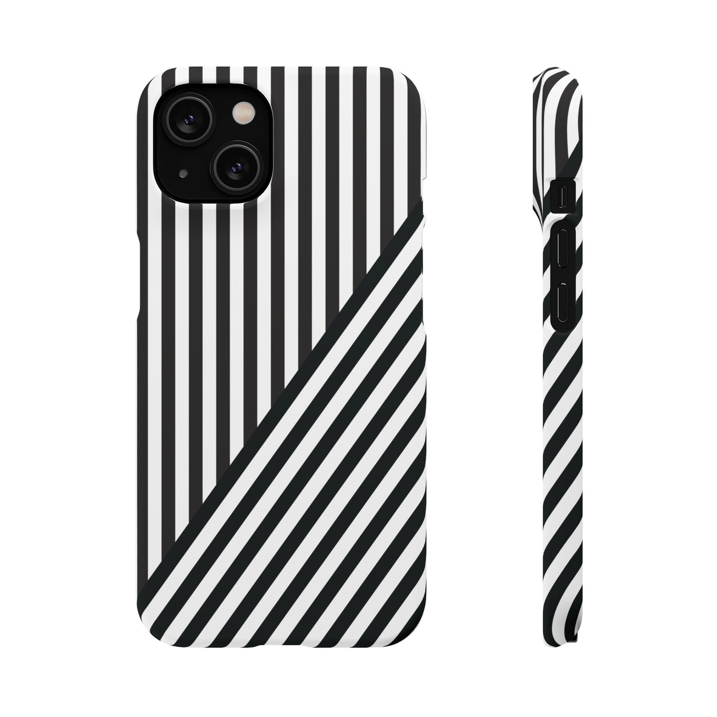 Aesthetic Black White Stripes Cute Phone Case Sleek Snap - For iPhone 17 Pro Max iPhone 16 Pro iPhone 15 Iphone 14 Plus 13 Pro 12 11 10 Gift - Studio40ParkLane