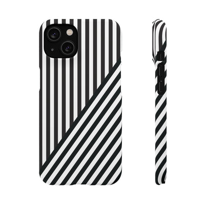 Aesthetic Black White Stripes Cute Phone Case Sleek Snap - For iPhone 17 Pro Max iPhone 16 Pro iPhone 15 Iphone 14 Plus 13 Pro 12 11 10 Gift - Studio40ParkLane
