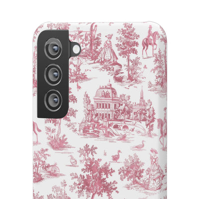 Snap Pink Vintage French Toile Cute Phone Cases for Samsung Galaxy S24, S23, S22, S21, S20, Plus, Ultra, Iphone 16, 15, 14, Pro and Max