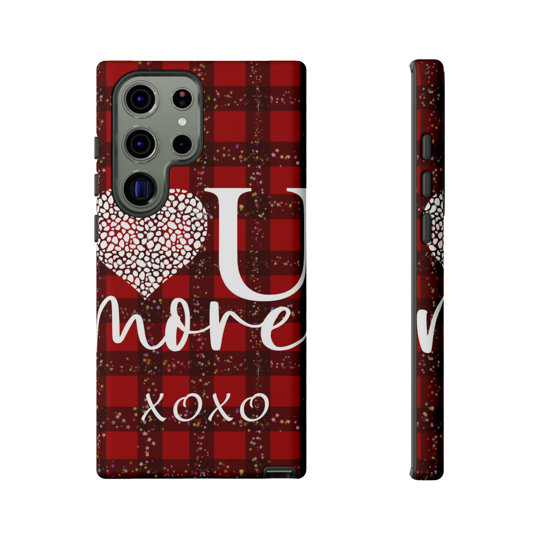 Cute Samsung Phone Cases, Designer Samsung Galaxy S23 Phone Case, Samsung S22 Case, Samsung S21 Case, Samsung S20 Case, Red Plaid Love You - Studio40ParkLane