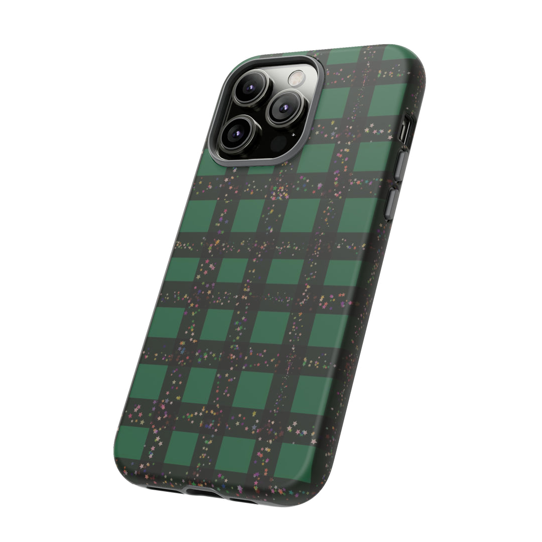 Cute IPhone Case | iPhone 15 Case | iPhone 15 Pro Max Case, Iphone 14 Case, Iphone 14 Pro Max Case IPhone Case for Art Lovers, Green Festive Plaid - Studio40ParkLane
