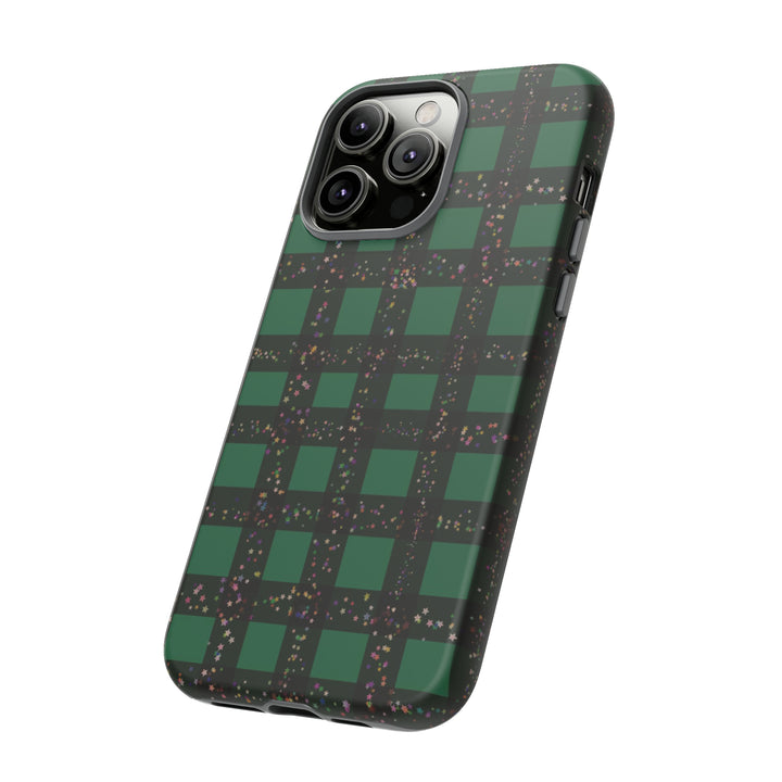 Cute IPhone Case | iPhone 15 Case | iPhone 15 Pro Max Case, Iphone 14 Case, Iphone 14 Pro Max Case IPhone Case for Art Lovers, Green Festive Plaid - Studio40ParkLane