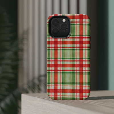 Aesthetic Tough Magsafe Red Green Checkered Phone Case - For iPhone 17 Pro Max iPhone 16 Pro iPhone 15 Iphone 14 Plus 13 Pro 12 11 10 - Studio40ParkLane