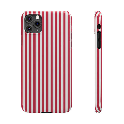 Slim Red Winterberry Striped Cute Phone Case for Iphone 16 - | iPhone 15 Pro Max Case | iPhone 14 Case 13 12 11 10 9 8 7 X XS Gift for Her