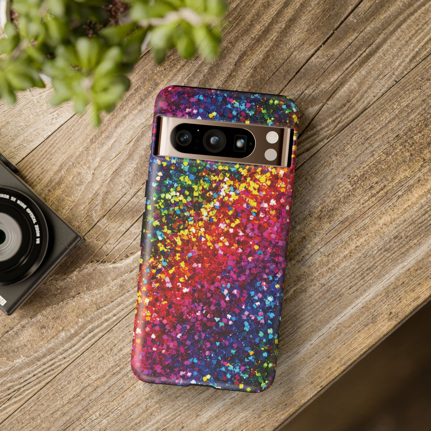 Faux Chic Play on Glitter Effect Cute Phone Case, for IPhone 16 pro Max | Iphone 15, Iphone 14, IPhone 13 Case, 11 8 7, Samsung Galaxy S24, S23, S22, S21, 2 Layer Protection