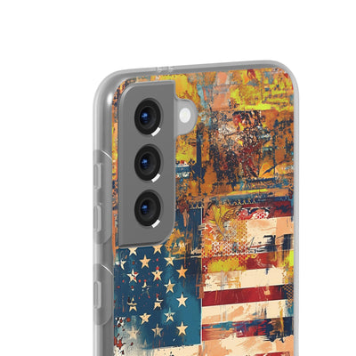 Cute Flexi Phone Cases, US Flag Abstract, Compatible with Samsung Galaxy S23, Samsung S22, Samsung S21, Samsung S20, Galaxy S20 Ultra