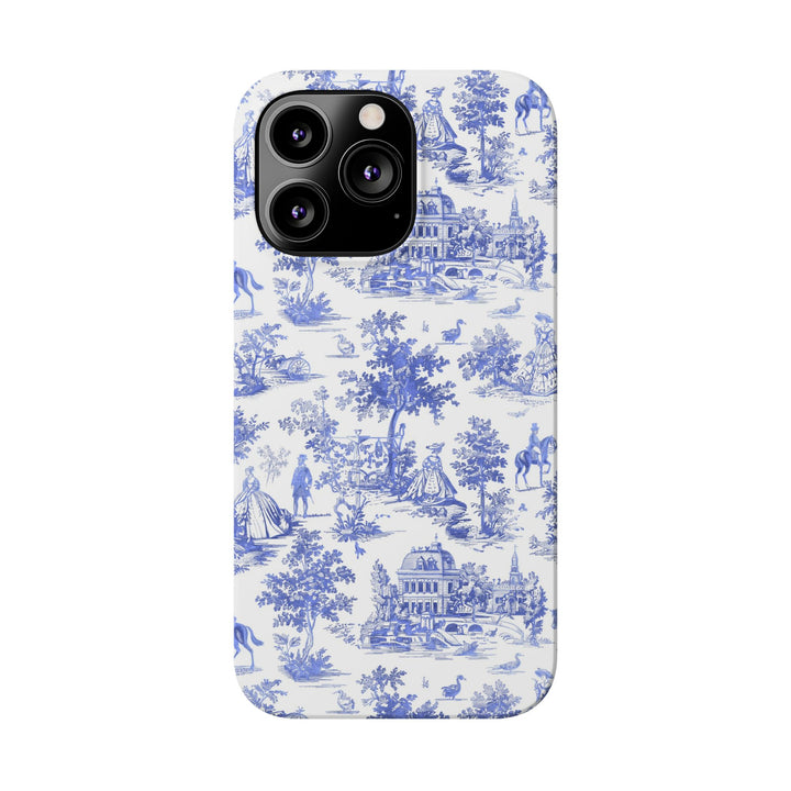 Slim Blue Vintage French Toile Cute Phone Cases for Iphone 16 Pro Max | iPhone 15 Case | iPhone 15 Pro Max Case, Iphone 14, Iphone 14 Pro Max, Iphone 13 12 11 8 7 - Studio40ParkLane