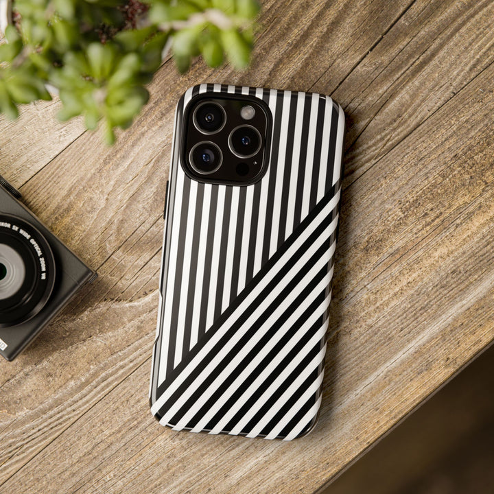 Aesthetic Tough Black White Stripes Phone Case - For iPhone 17 Pro Max iPhone 16 Pro iPhone 15 Iphone 14 Plus 13 Pro 12 11 10 XR - Studio40ParkLane