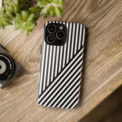 Aesthetic Tough Black White Stripes Phone Case - For iPhone 17 Pro Max iPhone 16 Pro iPhone 15 Iphone 14 Plus 13 Pro 12 11 10 XR - Studio40ParkLane