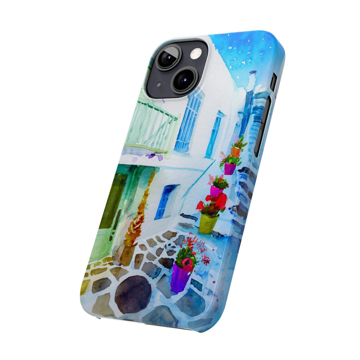 Slim Cute Phone Cases for Iphone | iPhone 15 Case | iPhone 15 Pro Max Case, Iphone 14, Iphone 14 Pro Max, Iphone 13, Colorful Greek Alley Watercolor - Studio40ParkLane