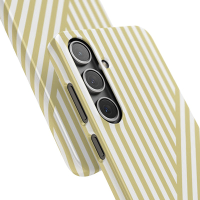 Aesthetic Yellow Beige Stripes Cute Phone Case Sleek Snap - For iPhone 17 Pro Max iPhone 16 Pro iPhone 15 Iphone 14 Plus 13 Pro 12 11 10 Gift