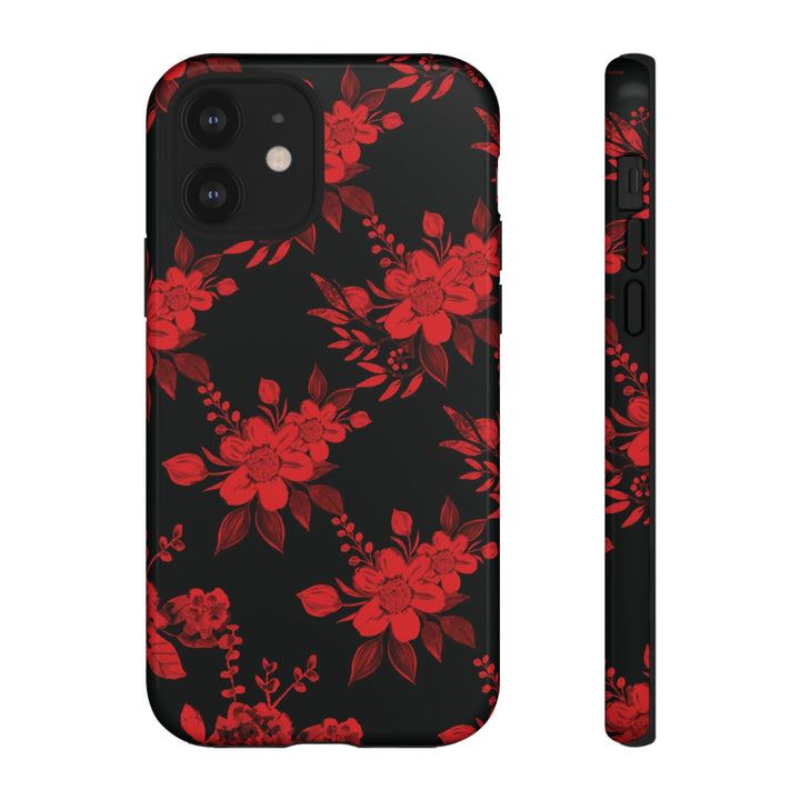 Cute IPhone Case | Red Black Flowers, iPhone 15 Case | iPhone 15 Pro Case, Iphone 14 Case, Iphone 14 Pro Max Case, Protective Iphone Case - Studio40ParkLane