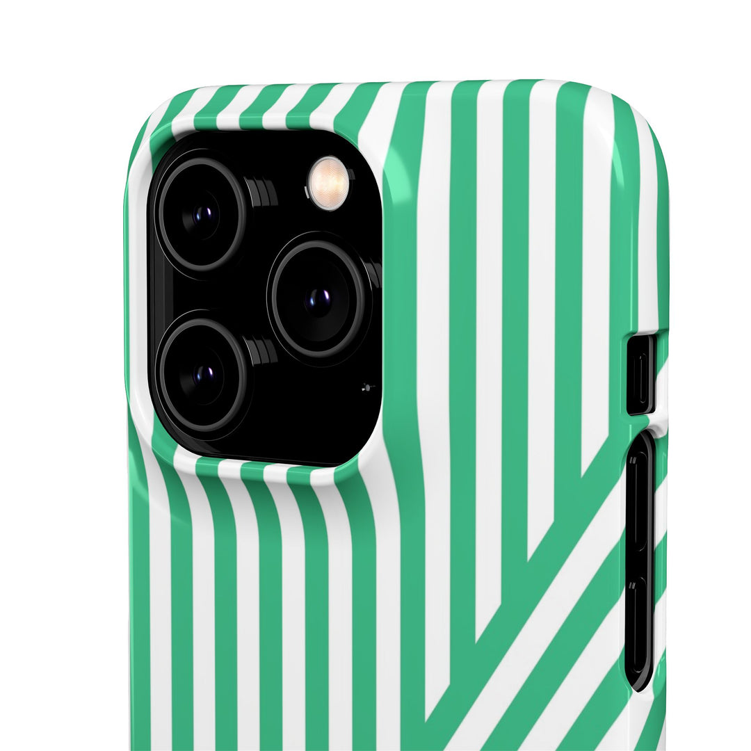 Aesthetic Emerald Stripes Cute Phone Case Sleek Snap - For iPhone 17 Pro Max iPhone 16 Pro iPhone 15 Iphone 14 Plus 13 Pro 12 11 10 Gift