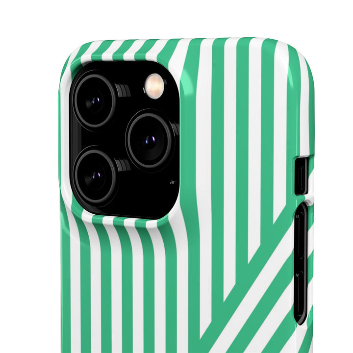 Aesthetic Emerald Stripes Cute Phone Case Sleek Snap - For iPhone 17 Pro Max iPhone 16 Pro iPhone 15 Iphone 14 Plus 13 Pro 12 11 10 Gift