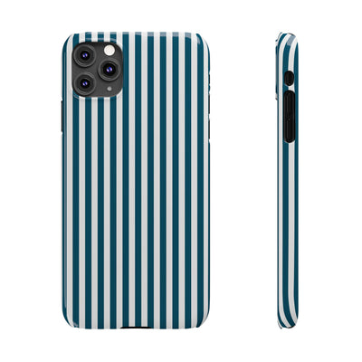 Slim Teal Blue Striped Cute Phone Case for Iphone 16 - | iPhone 15 Pro Max Case | iPhone 14 Case Iphone 13 12 11 10 9 8 7 X XS Gift for Her - Studio40ParkLane