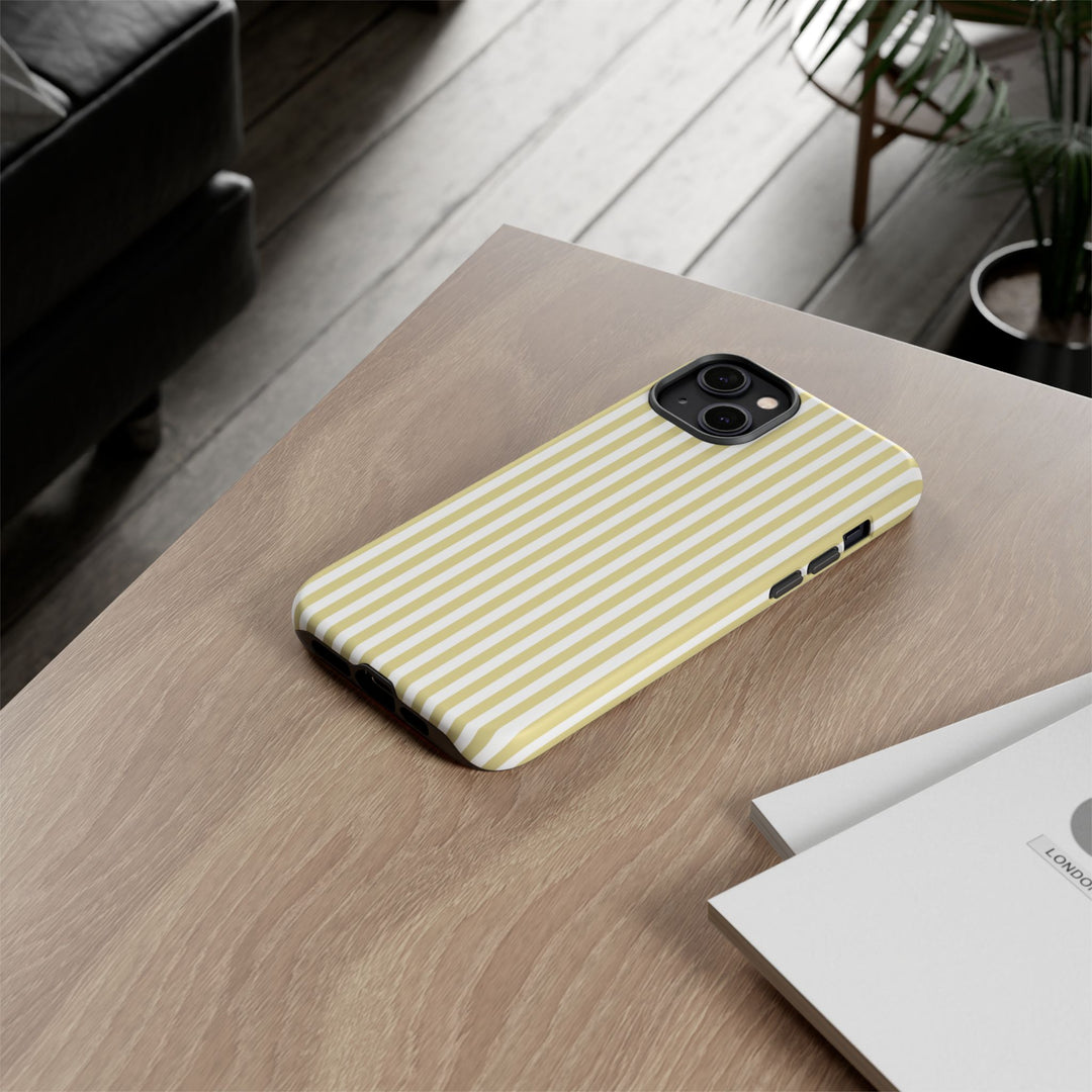 Tough Premium Soft Yellow Stripes Phone Case Gift for Her - For Apple iPhone 16 Pro Max 16e iPhone 15 Pro iPhone Iphone 14 Plus 13 Pro 12 SE XR - Studio40ParkLane