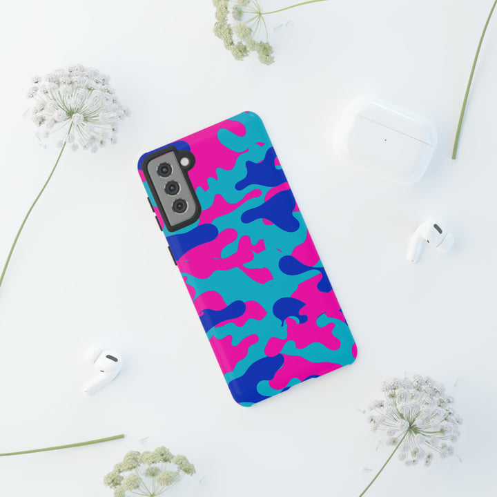 Cute Samsung Phone Case | Aesthetic Samsung Phone Case | Galaxy S23, S22, S21, S20 | Blue Pink Camouflage, Protective Phone Case - Studio40ParkLane
