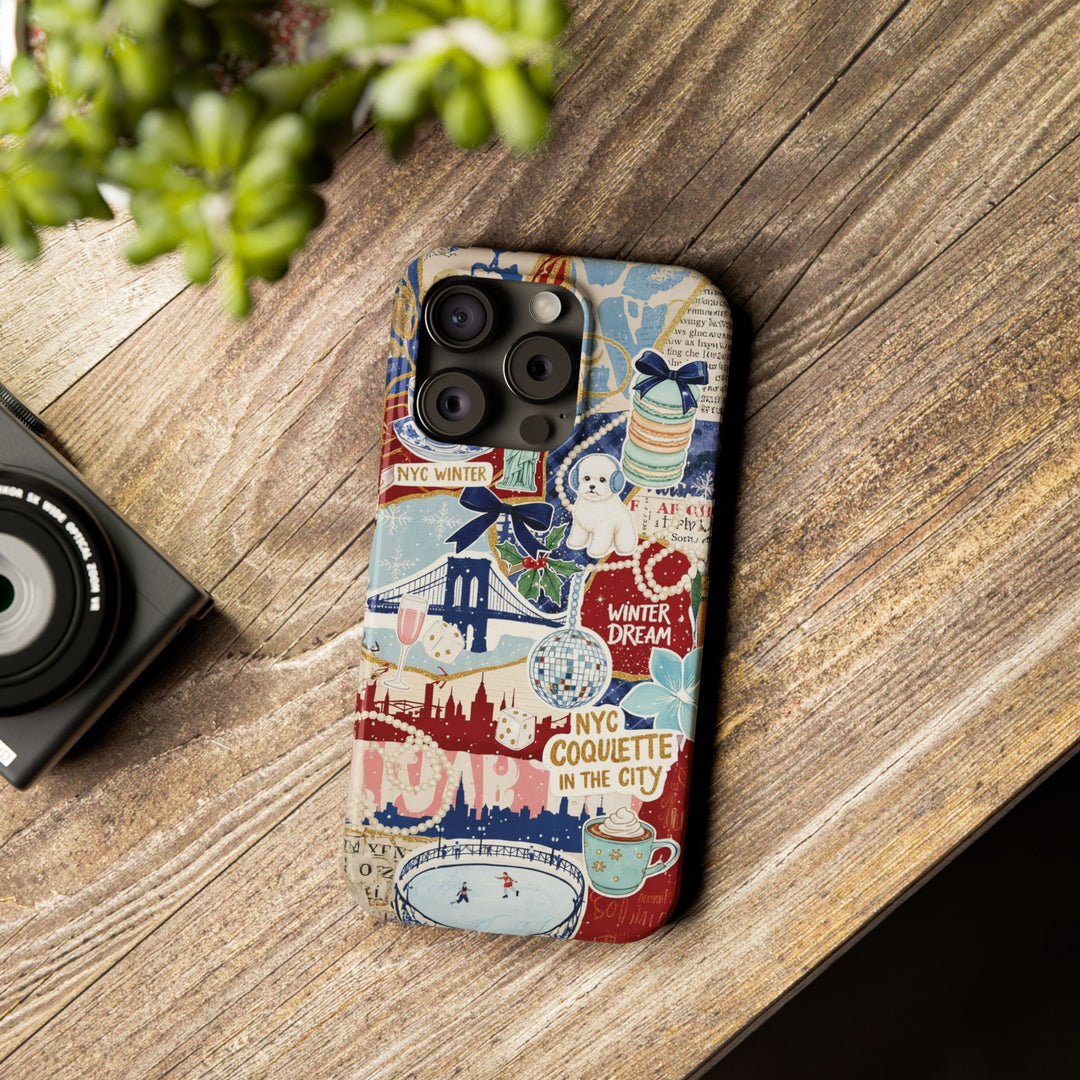 Slim New York Winter Coquette Collage Cute Phone Case for Iphone 16 - | iPhone 15 Pro Max Case | iPhone 14 Case Iphone 13 12 11 10 9 8 7 X - Studio40ParkLane