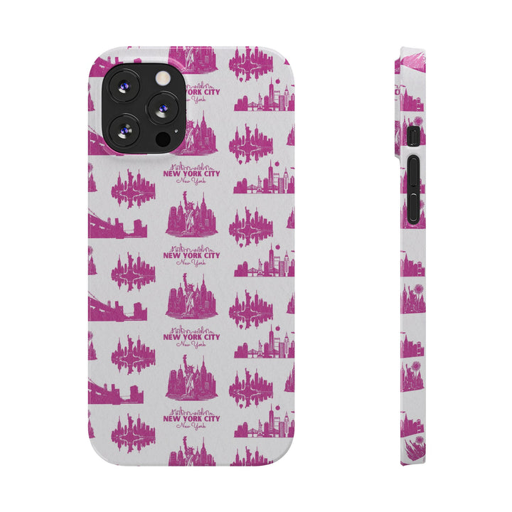 Slim New York Skyline Pink Collage Coquette Gift for Her Cute Phone Cases for Iphone 16 Pro Max | iPhone 15 Case | iPhone 15 Pro Max Case, Iphone 14, Iphone 14 Pro Max, Iphone 13 12 11 8 7 - Studio40ParkLane