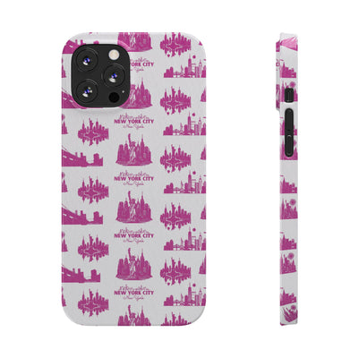 Slim New York Skyline Pink Collage Coquette Gift for Her Cute Phone Cases for Iphone 16 Pro Max | iPhone 15 Case | iPhone 15 Pro Max Case, Iphone 14, Iphone 14 Pro Max, Iphone 13 12 11 8 7