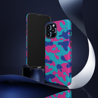 Cute IPhone Case | Blue Pink Camouflage, iPhone 15 Case | iPhone 15 Pro Case, Iphone 14 Case, Iphone 14 Pro Max Case, Protective Iphone Case