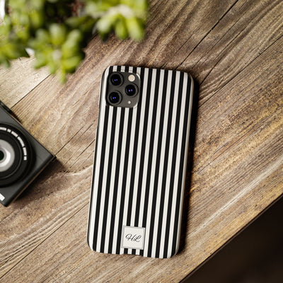 Slim Custom Personalized Black White Striped Phone Case for Iphone 16 - | iPhone 15 Pro Max Case | iPhone 14 Case Iphone 13 12 11 10 9 8 - Studio40ParkLane