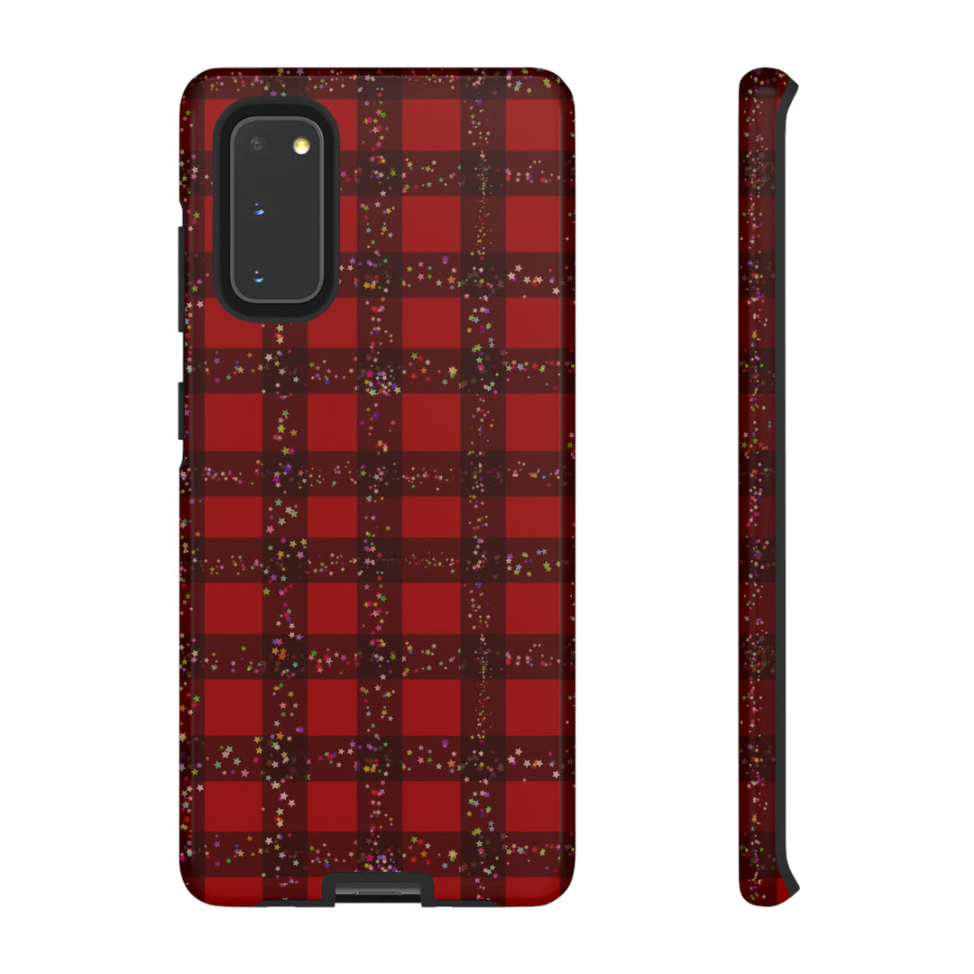Samsung Phone Cases, Designer Samsung Galaxy S23 Phone Case, Samsung S22 Case, Samsung S21 Case, Samsung S20 Case, Red Festive Plaid - Studio40ParkLane