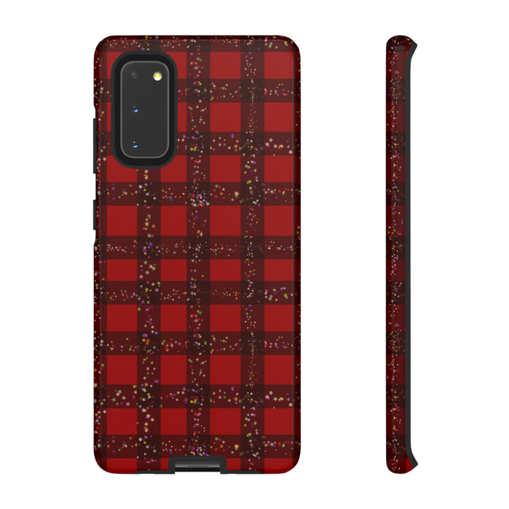 Samsung Phone Cases, Designer Samsung Galaxy S23 Phone Case, Samsung S22 Case, Samsung S21 Case, Samsung S20 Case, Red Festive Plaid - Studio40ParkLane
