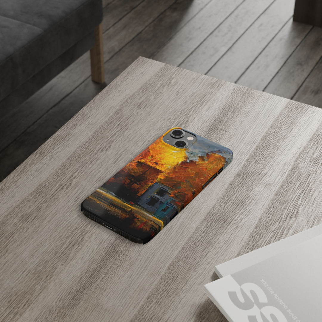 Slim Cute Phone Cases for Iphone - | iPhone 15 Case | iPhone 15 Pro Max Case, Iphone 14 Case, Iphone 14 Pro Max, Iphone 13, Fall Leaves Oil Paint Effect - Studio40ParkLane