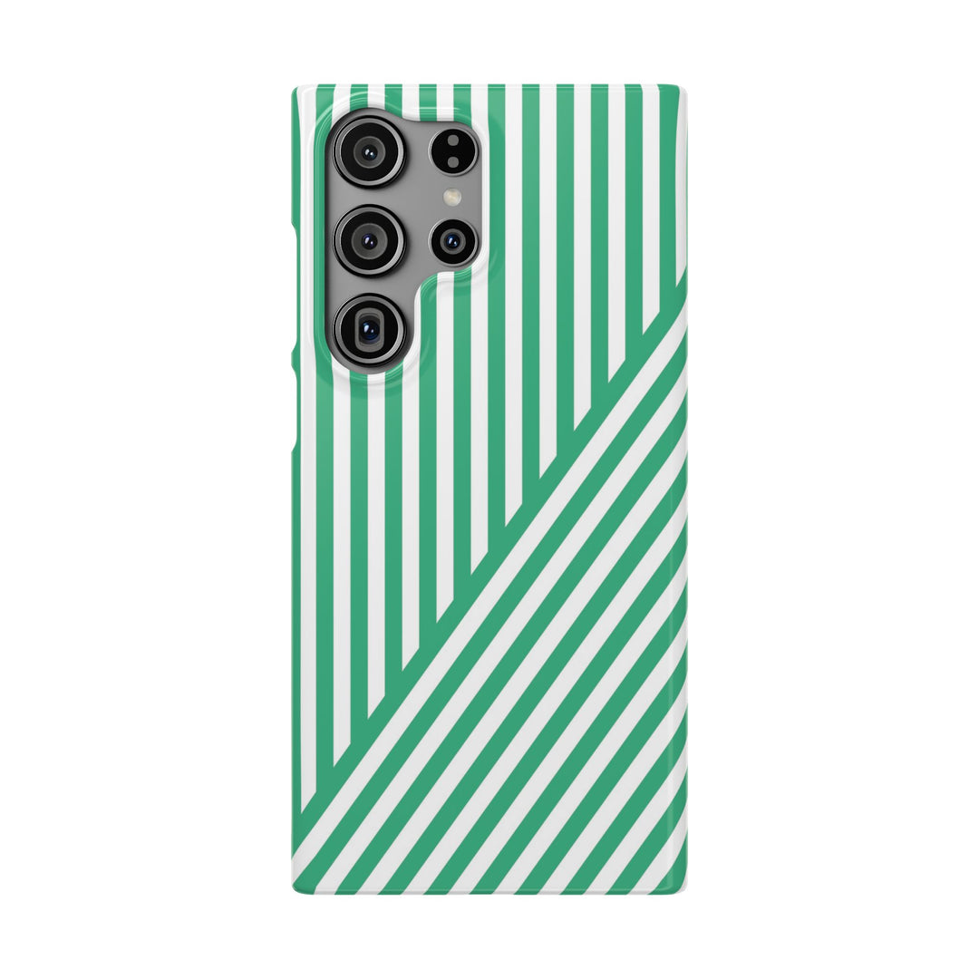 Aesthetic Emerald Stripes Cute Phone Case Sleek Snap - For iPhone 17 Pro Max iPhone 16 Pro iPhone 15 Iphone 14 Plus 13 Pro 12 11 10 Gift