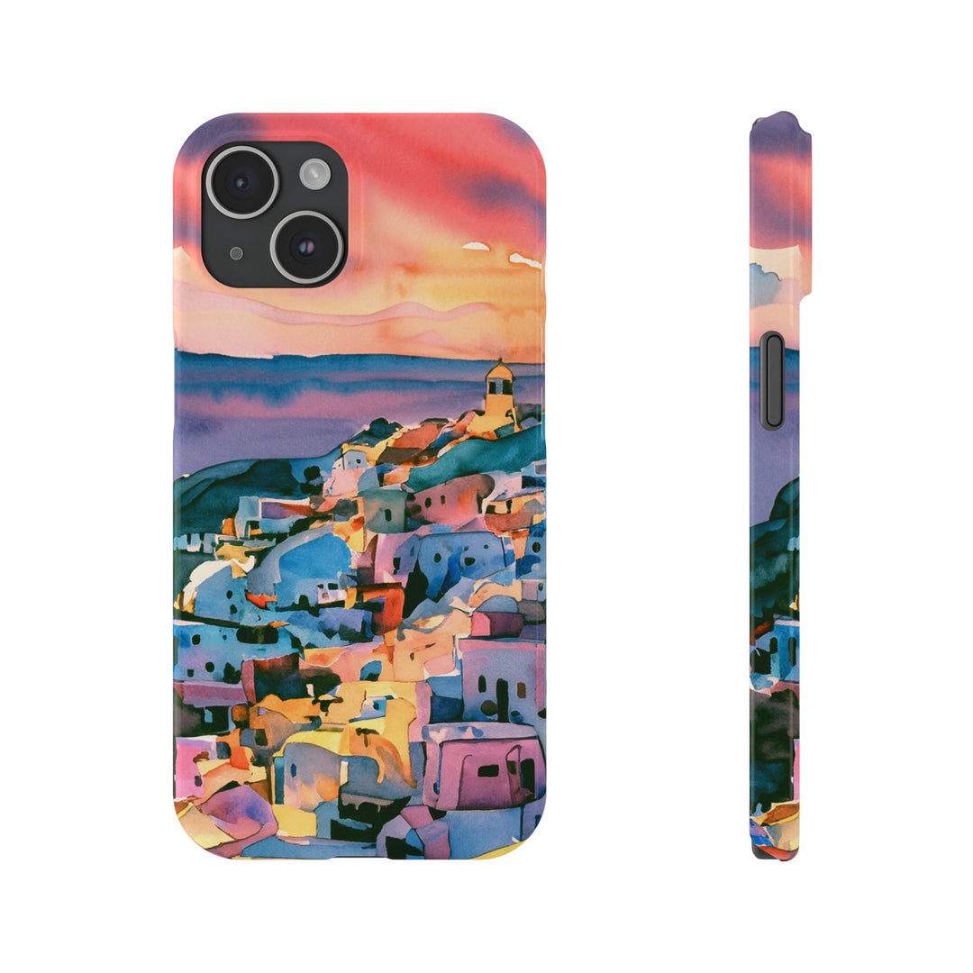Slim Cute Phone Cases for Iphone | iPhone 15 Case | iPhone 15 Pro Max Case, Iphone 14, Iphone 14 Pro Max, Iphone 13, Colorful Greek House Watercolor - Studio40ParkLane